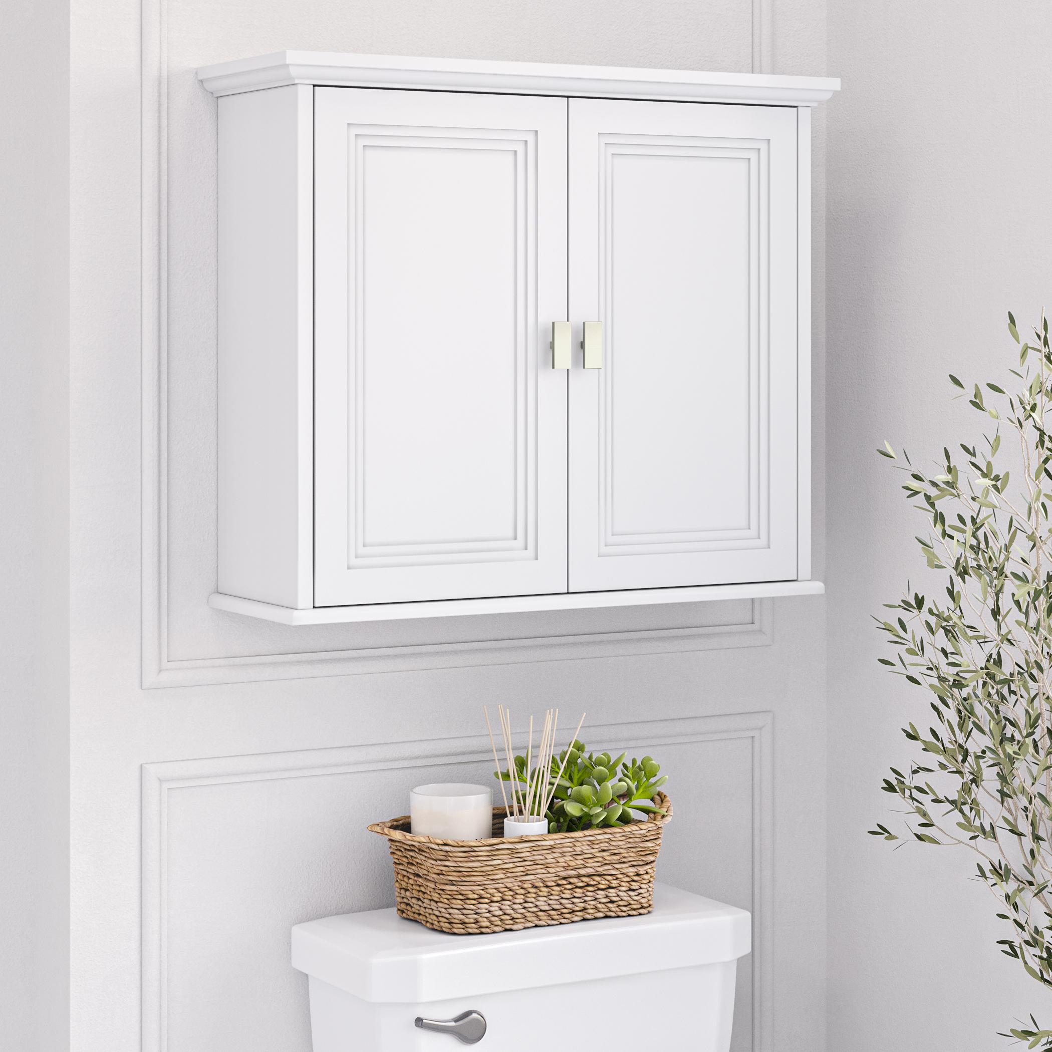 RiverRidge Geneva Two-Door Bathroom and Laundry Wall Mount Storage Medicine Cabinet with Fixed and Adjustable Shelves - White