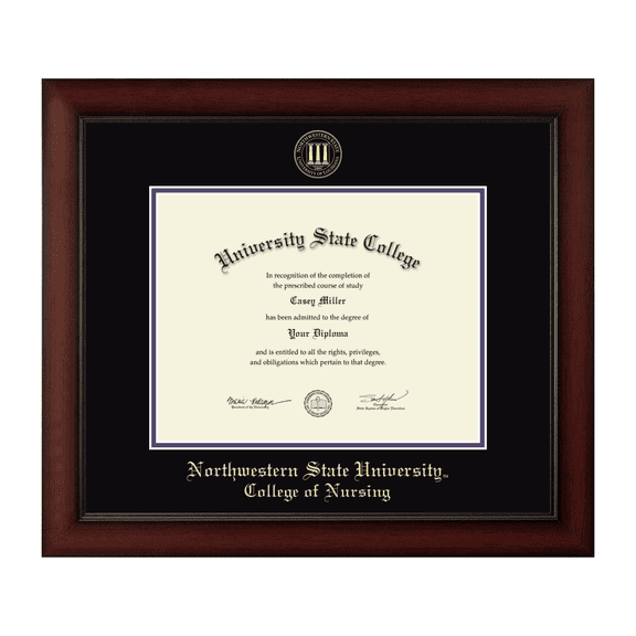 Framerly - Northwestern State Nursing Diploma Frame with Black and Purple Mat