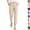 28# Beige, variant on Women's Linen Cropped Pants High Waist Single Button Fly Side Pants Ankle Straight Leg Casual Trousers Beige XXL