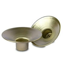 Ner Mitzvah, Safety (Center Pin) Candle Holder - Nickel Plated, Gold Drip Cup (2 Pack)
