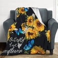 thumbnail image 4 of Sunflower Butterfly Fleece Throw Blanket, Blue Butterfly Super Soft Fuzzy Plush Flannel Blanket,Lightweight Microfiber Cozy Warm Blanket, for Couch Sofa or Bed All Seasons 50" x 60", 4 of 6