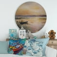 thumbnail image 2 of Designart 'Pastel Boat Sunset Over The Lake' Nautical & Coastal Circle Metal Wall Art 36x36 - Disc of 36, 2 of 5