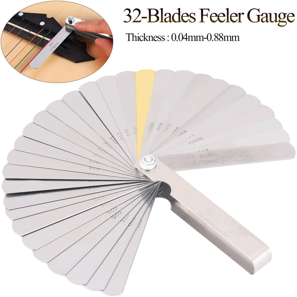 32 Blades Feeler Gauge Stainless Steel Imperial String Action Ruler Gauge Feeler