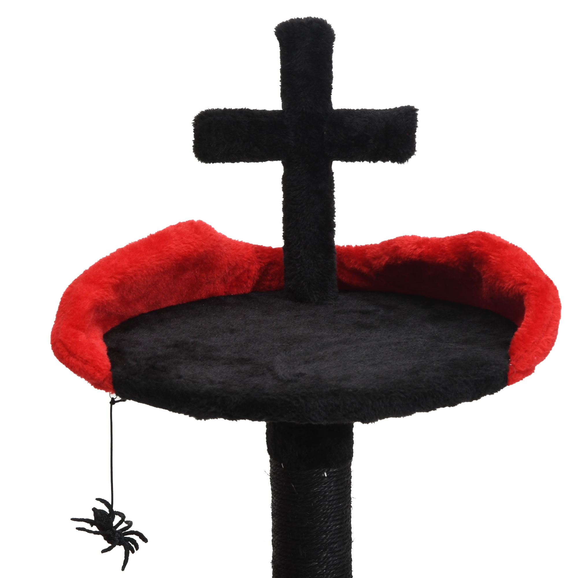 Uforic 38.5" Gothic Cat Tree ,Cat Scratching Posts Tower with Spider Hanging Ball, Scratching Post, Black Halloween