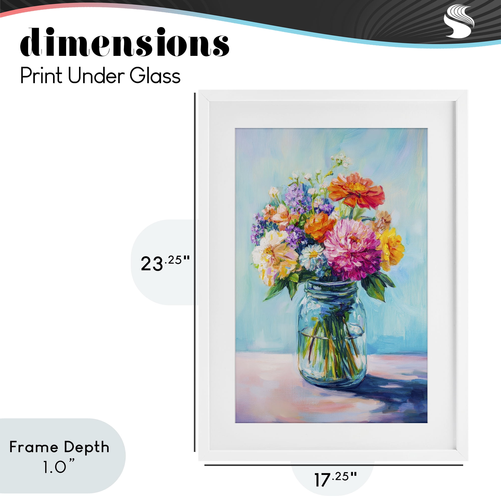 Stupell Industries Vibrant Country Jar Bouquet White Framed Print Under Glass, design by Petal Prints Design