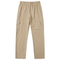 thumbnail image 4 of Linen Cargo Pants for Men Relaxed fit Drawstring Elastic Waist Beach Pants Summer Casual Multi Pockets Hiking Pants, XL, 4 of 5