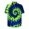 thumbnail image 3 of flyskyup Tie Dye Shirts for Mens Lapel Short Sleeve Button Down Regular Trendy Blouses Lightweight Beach Summer Casual Tops, 3 of 5