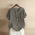 thumbnail image 1 of Shiusina Womens Casual Loose Button Linen Plus Size Daily Boho Tanic T-Shirt Blouse Tops Grey, 1 of 4