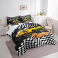 thumbnail image 3 of Homewish Yellow Sport Car Bedding Comforter Set 7-Piece for Kids Children Teens,Car Theme King Bedding Sets,Geometric Plaid Gird Ultra Soft Bed Sheets,Lightweight Room Decor,Reversible, 3 of 8