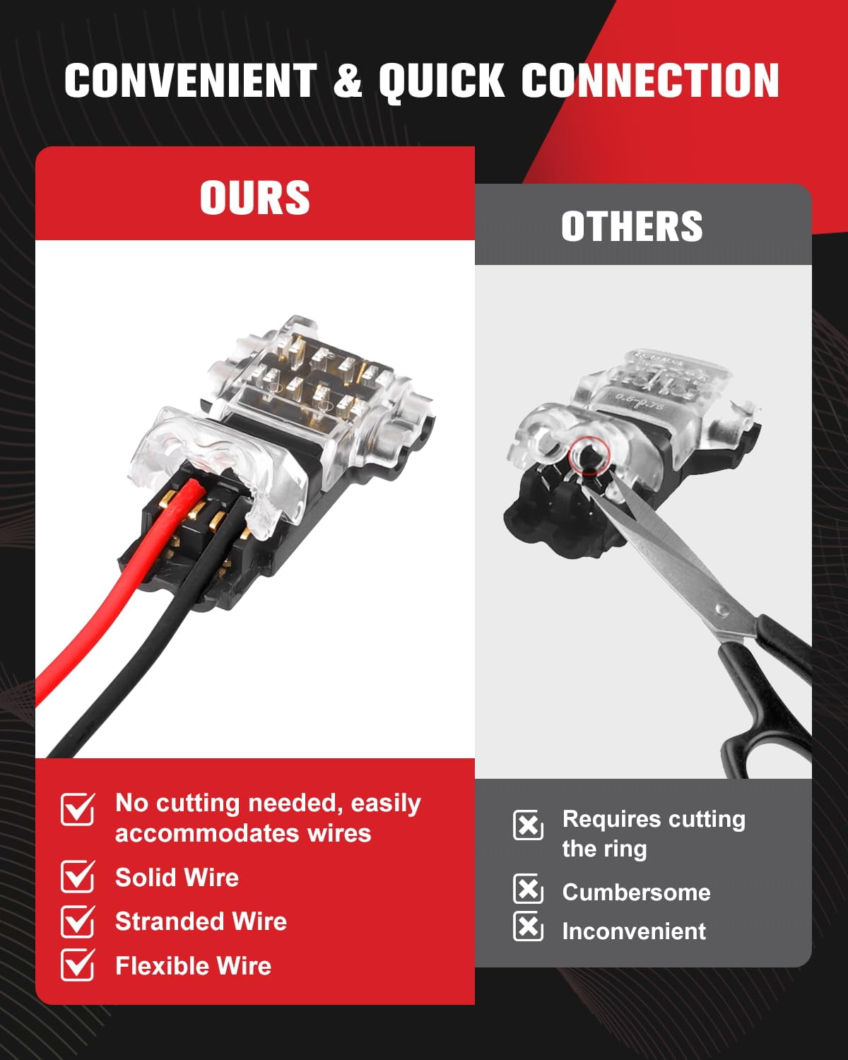 Foluck 40pc Low Voltage Wire Connectors Set, T Tap 3 Way 2 Pins 1 Pin Splice Wire Connectors 2 Way 2 Pins 1 Pin, Quick Solderless Wire Connector for Automotive, Led Strip, Landscaping, 18-24AWG