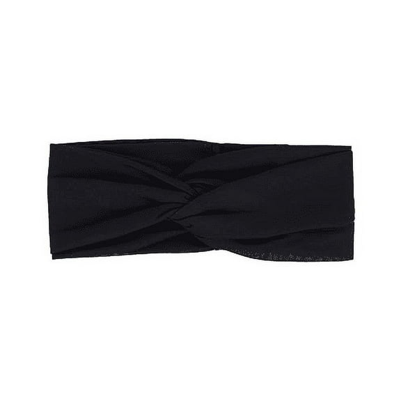 Motique Accessories Solid Twist Turband Headwrap Hair Band for Women (Black)