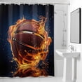 thumbnail image 4 of Basketball Blaze Fire Flame Fabric Shower Curtain Technological Sport Style Washable Shower Curtains for Bathroom, Waterproof Bath Curtain with Hooks Home Decor 72x72in, 4 of 8