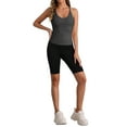 thumbnail image 2 of Allegra K Women's Slim-Fit Camisoles Ribbed Deep V-Neck Comi Workout Tank Top Dark Gray M, 2 of 4