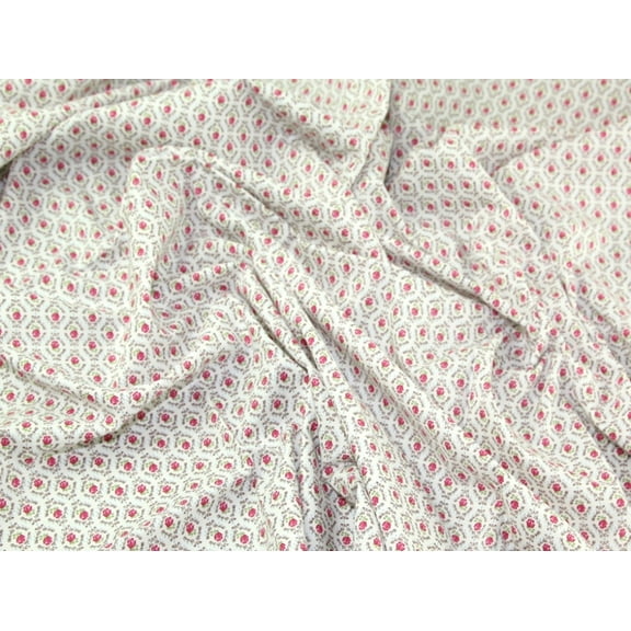 Pink Repeat Rose Print Cotton Lawn Dress Fabric - per yard