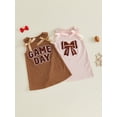 thumbnail image 3 of Cjfdfy Toddler Baby Girls Football Game Day Outfit Summer Fall Tank Dress 6 12 18 24 Months 2 3 4 Years Casual Buttoned Shoulders Letter Football Embroidery Sleeveless Dress Overalls, 3 of 9