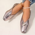 thumbnail image 6 of IEMIEMIEM Women's Metal Buckle Mary Jane Shoes Soft Leather Comfortable Ballet Flats Shoes Square Toe Casual Fashion Versatile Daily Wear Light pink 10 Wide, 6 of 9