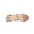 thumbnail image 4 of BLISSFUL STEP Women's Open Toe Cross Strap Mid Block Heel Sandals Dust Pink 5, 4 of 7