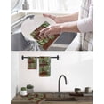 thumbnail image 5 of Farmhouse Green Garland Kitchen Dish Towels for Drying Dishes Set of 2, Spring Black Plaid Wood Grain Waffle Weave Microfiber Hand Tea Bathroom Towels Quick Dry & Absorbent Towel 15.7x23.6, 5 of 7