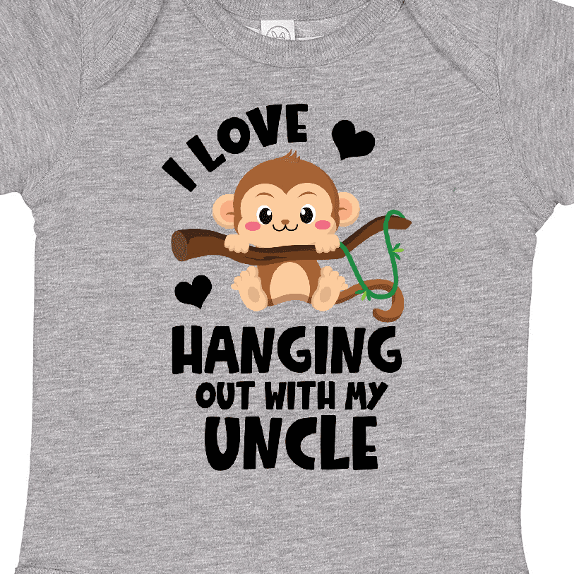 Inktastic Monkey I Love Hanging out with My Uncle Boys or Girls Baby Bodysuit