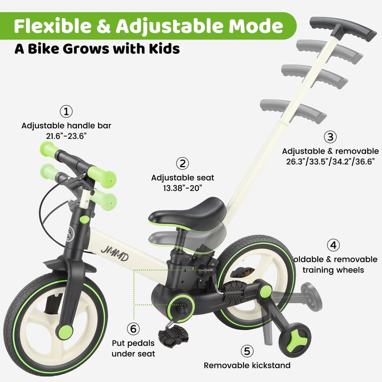 JMMD 6-in-1 Toddler Bike for Ages 18-60 Months, Foldable Balance