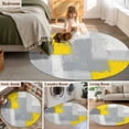 thumbnail image 5 of Round Rugs 6Ft, Yellow Grey Round Area Rug Washable Indoor Throw Carpet, Abstract Geometric Oil Painting Vintage Gradient Soft Non Slip Circle Rug for Office Cabinet Home Decor Aesthetic, 5 of 8