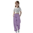 thumbnail image 1 of WENXIAOO Teen Girls Sweatpants Drawstring Sweatpants With Pockets Solid Color Purple Sweatpants Girls Kids Spring Fall Sweatpants Size 7-8 Years, 1 of 7
