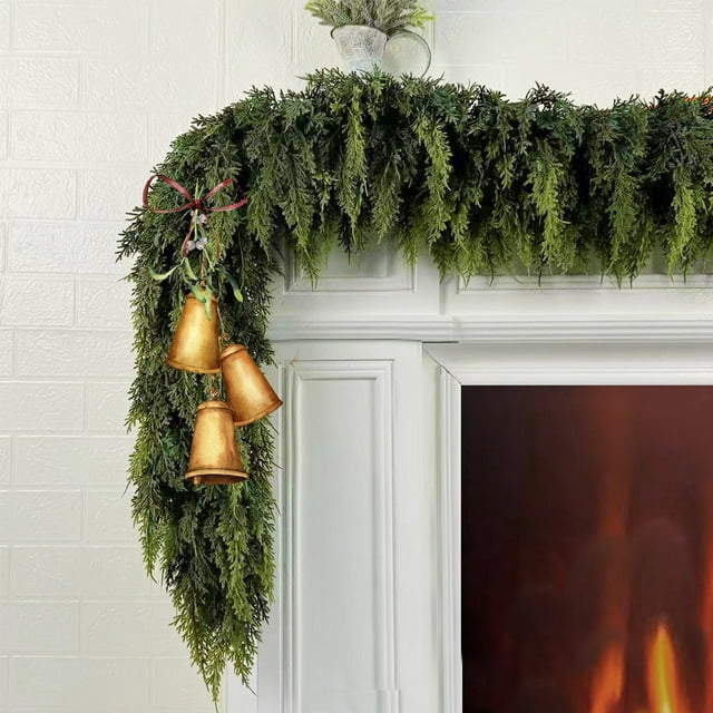 Guirnalda Navideña Artificial | 270 Cm, Decoración Colgante de Ratán con Agujas de Pino Realistas | Hojas de Plástico Verde | 1,1 Kg | para Uso Interior y Exterior