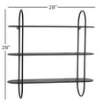 thumbnail image 4 of DecMode Black Industrial Metal Long with Round Edge 3 Tier Wall Shelf, 28"W x 28"H, 4 of 13