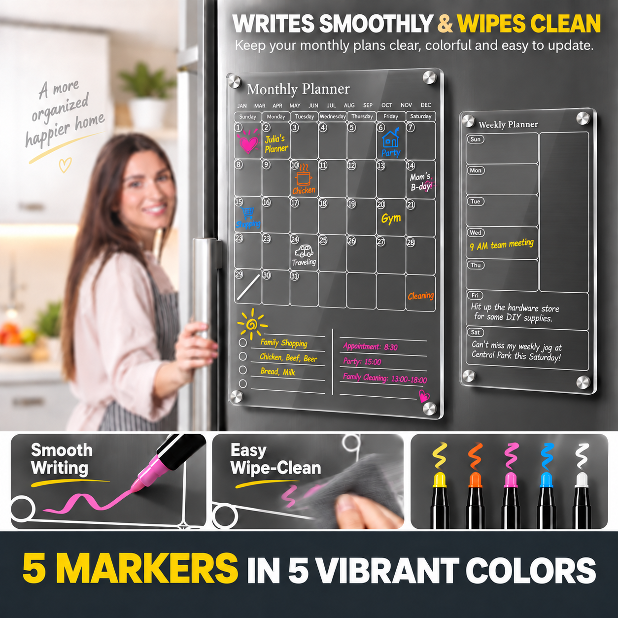 ideaTech Clear Acrylic Magnetic Refrigerator Calendar photo 3