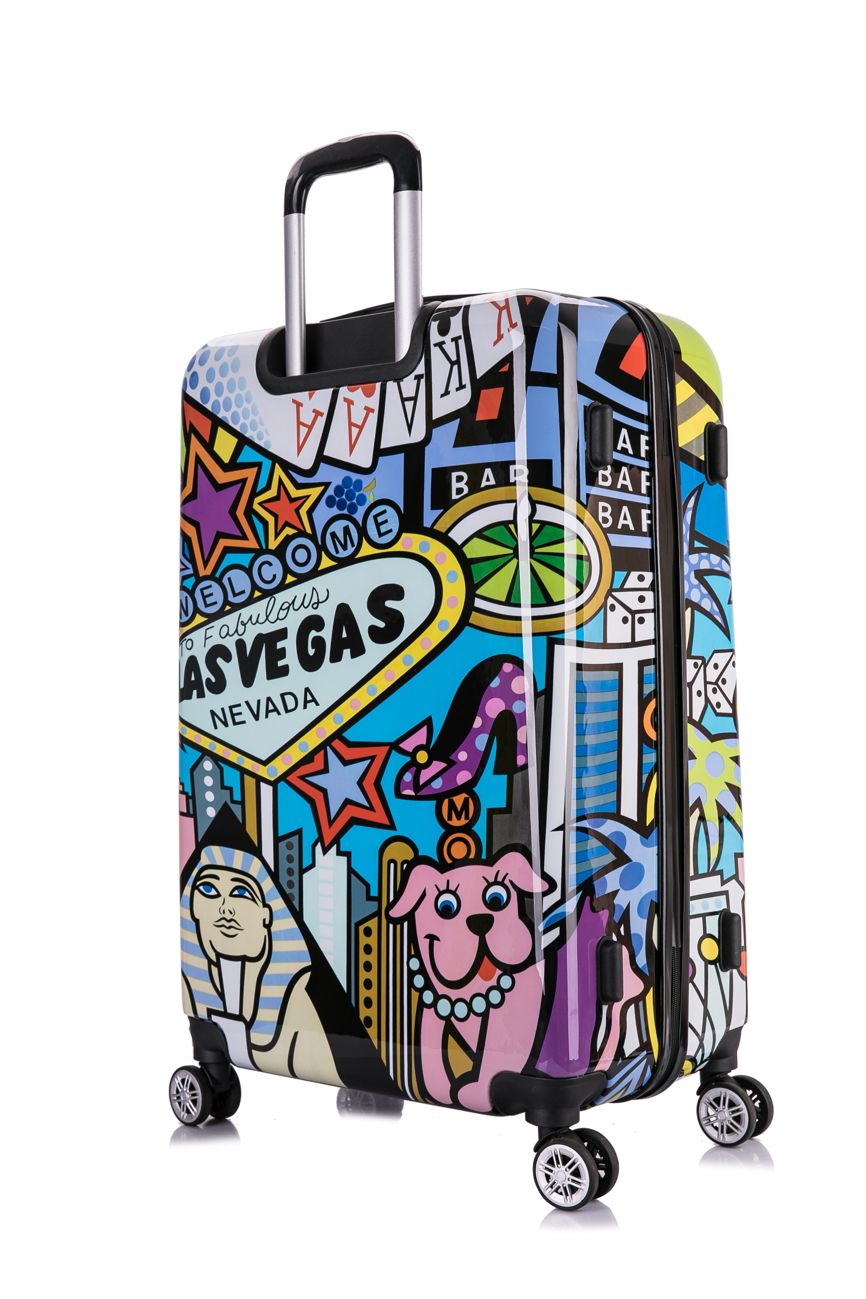 InUSA Print 28" Hardside Lightweight Luggage with Spinner Wheels, Handle and Trolley, Las Vegas