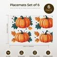 thumbnail image 2 of Fade-Resistant Pumpkins Fall Placemat Fall Landscape Placemat - 6Pack 17.7"x13" Minimalistic Design Playful Colors Autumn Leaves Durable Mats Decoration for Office Cafe Kitchen, 2 of 6