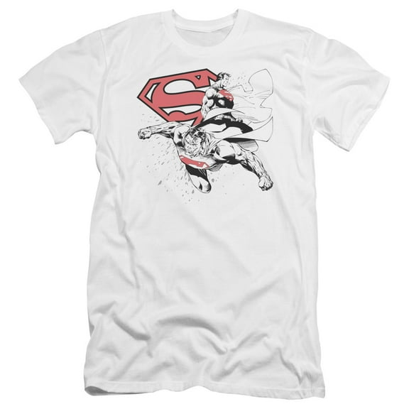 Superman Double The Power Premium Adult Slim Fit 30/1 T-Shirt White