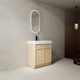 thumbnail image 2 of 30" Freestanding Bathroom Cupboard With White Resin Washbowl & Soft-close Door - Contemporary Look Oak Superior Plywood Plentiful Storage Volume Modern Vanity 30". Sink Quietly Closing Doors., 2 of 7
