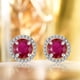 thumbnail image 5 of JeenMata Pendientes de Botón con Halo de Rubí de Talla Redonda de 1,25 Quilates con Piedra Natal de Julio en Oro Blanco de 18 K sobre Plata, 5 of 5