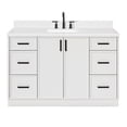 thumbnail image 2 of Ariel Kelly 54 Inch Single Rectangle Sink Bathroom Vanity With Carrara White Quartz Countertop 1.5 Inch Edge In White, 2 of 12