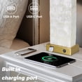 thumbnail image 5 of Cinkeda 28" Coastal Table Lamps Set of 2, Seashell Bedside Lamps with Dual Lighting & USB A+C Ports, Modern Beach House Nightstand Lights in Gold, 5 of 6