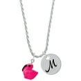 thumbnail image 1 of Delight Jewelry Resin Hot Pink Flamingo Silvertone Script Initial Disc - M - Charm Necklace, 20"+3", 1 of 4