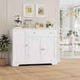 thumbnail image 2 of Buffet Cabinet with Storage, Modern Sideboard Buffet with Doors, Wood Coffee Bar Kitchen Storage Cabinet with Drawer and Adjustable Shelf for Kitchen, Dining Room, Living Room, White, 2 of 7