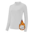 thumbnail image 5 of Annhoo Women's Thermal Shirts Comfy Warm Long Sleeve Mock Fleece Lined Tops Basic Slim Stretch Base Layer Tees, 5 of 8