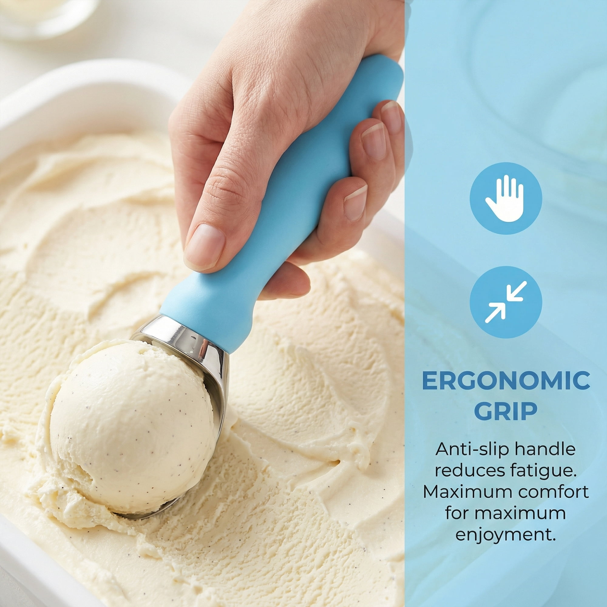 Unique Bargains Zinc Ice Cream Scoop with for Gelato and Cookie Dough Blue 7.9in