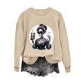thumbnail image 5 of VKOYWKM Sweatshirts for Women Trendy Halloween Funny Print Pullover Long Sleeve Crew Neck Oversized Sweatshirts Fall Sweatshirt, 5 of 7