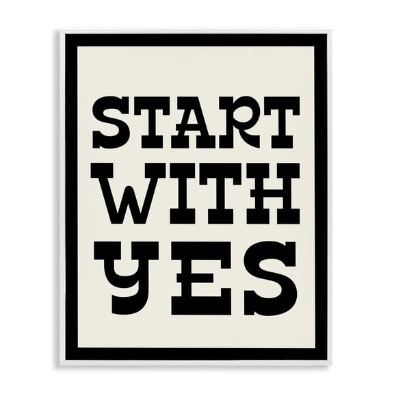 Stupell Industries Contemporary Start With Yes Phrase White Framed Giclee Art, 11 x 14, by Lil' Rue