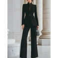 thumbnail image 5 of Women Blazer Pants Suit 2 Piece Outfits Casual Long Sleeve Blazer Set for Work Business Black XL, 5 of 9