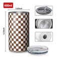 thumbnail image 4 of 20oz Coffee Tumblers Brown and White Checkerboard Pattern Stainless Steel Vacuum Insulated Travel Tumbler Coffee Cups Mug with Lid and Straw with Cleaning Brush for Cold & Hot Drinks, 4 of 5