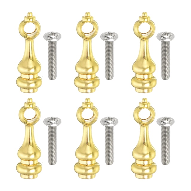 Uxcell 6 Paquete Poste de Riel de Galería de Metal, Conectores de Riel de Estante con Tornillos, Tapa de Extremo de Poste de Barandilla de Vidrio para Galerías, Estantes, Gabinetes, Ejes de Carro, Oro