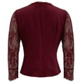 thumbnail image 7 of Lovzfmll Blazer for Women, Lace Trim Single-Breasted Suit Jacket, Dressy Slim Fit Long Sleeve Party Outerwear Wine, 2XL, 7 of 7