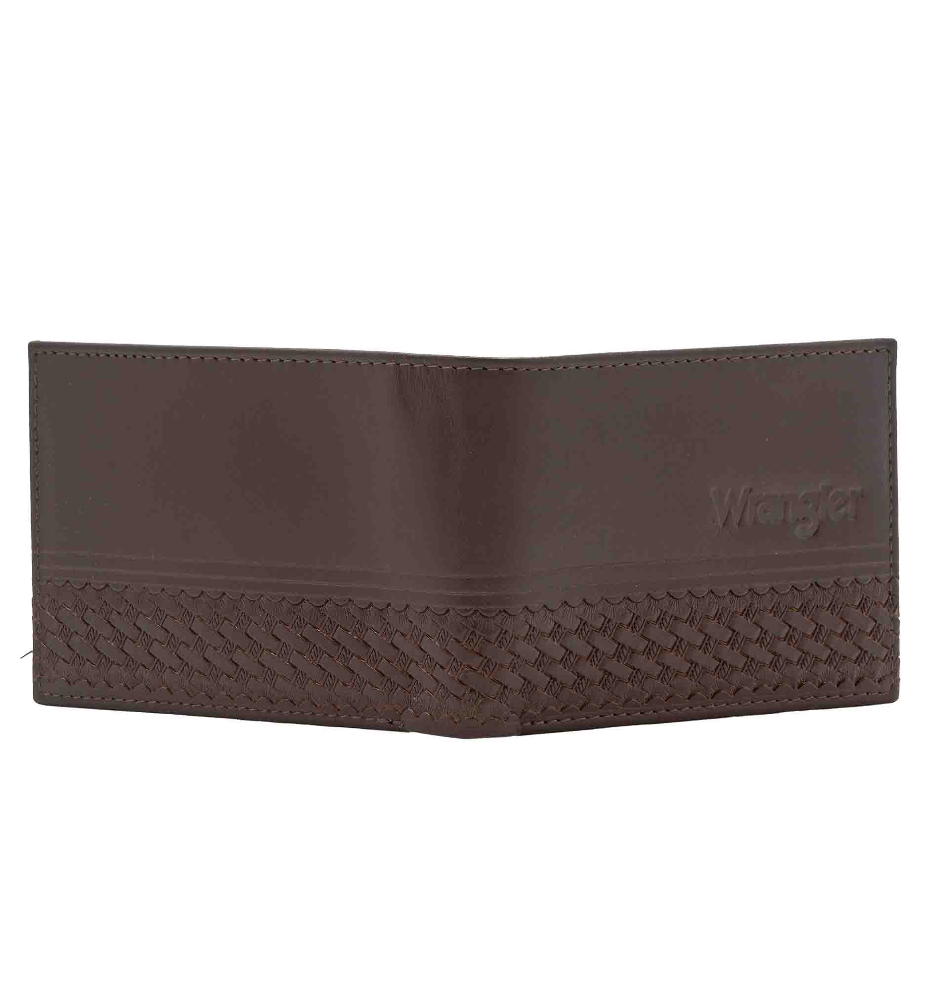 Men's Wrangler Bifold Basket Weave Wallet with Wing