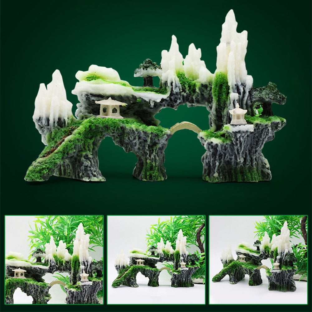 Flmtop Resin Simulation Rockery Artificial Hill Aquarium Fish Tank
