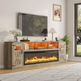 thumbnail image 2 of Blotout 95" Fireplace TV Stand for TVs up to 100" with 60" Electric Fireplace, Large Farmhous Media Entertainment Center w/LED Lights/Power Outlets & Barn Doors Storage Cabinet for Living Room,Gray, 2 of 9