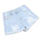 thumbnail image 2 of Pantalones cortos ajustados para mujer, de color liso, con bolsillos y agujeros, de cintura media, rectos, para verano, azul claro, L, 2 of 15